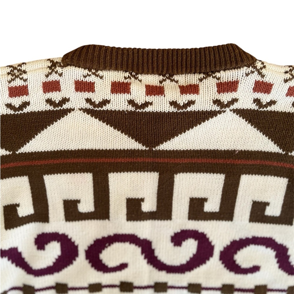 Vintage River Island 100% Cotton Nordic Geometric Patterned Knit Chunky Sweater - Picture 4 of 8